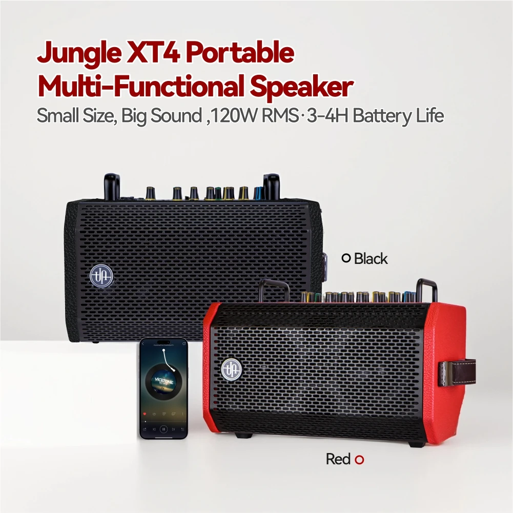 XT4 120W Professional Guitar Amplifier Wireless Connection Audio Speaker Portable Sound System for Outdoor Busking