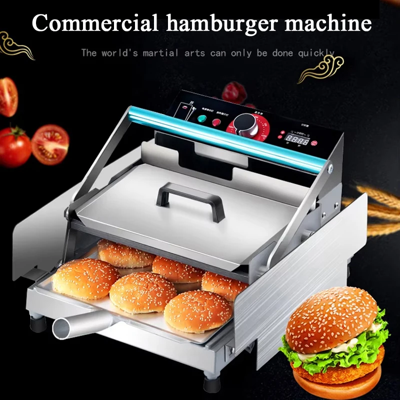 

PBOBP 220V Hamburger Toasting Machine Burger Grill Machine Aluminum Double Layer Batch Bun Toaster Heater