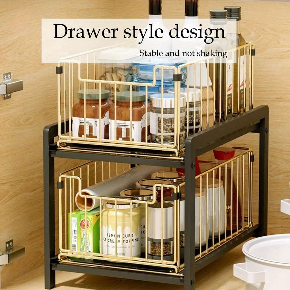 

2-уровневый выдвижной органайзер под раковиной — регулируемая выдвижная полка для предметов первой необходимости на кухне | Компактная полка для хранения в шкафу