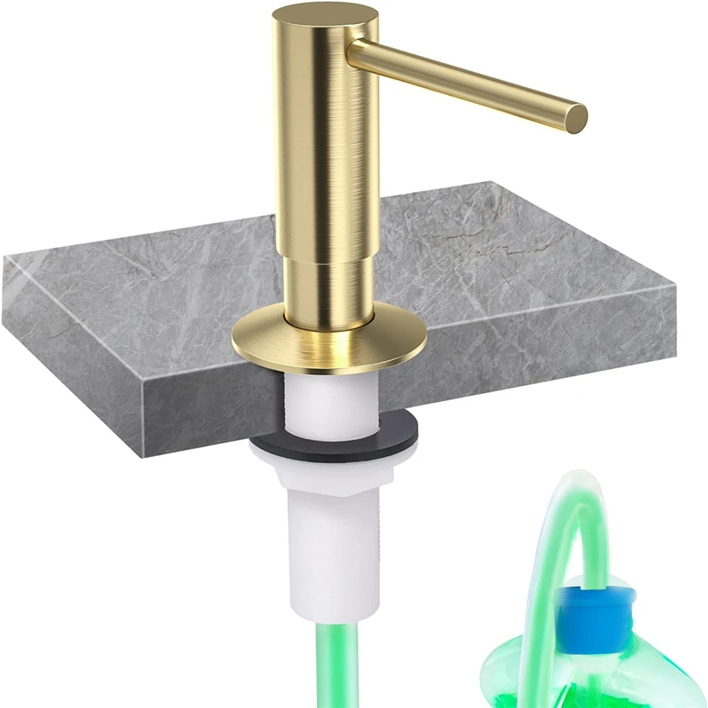 Kitchen Sink Detergent Dispenser with Extension Tube/Bottle Black Brushed Nickel Gold Bathroom Liquid Soap Dispenser Metal Pump