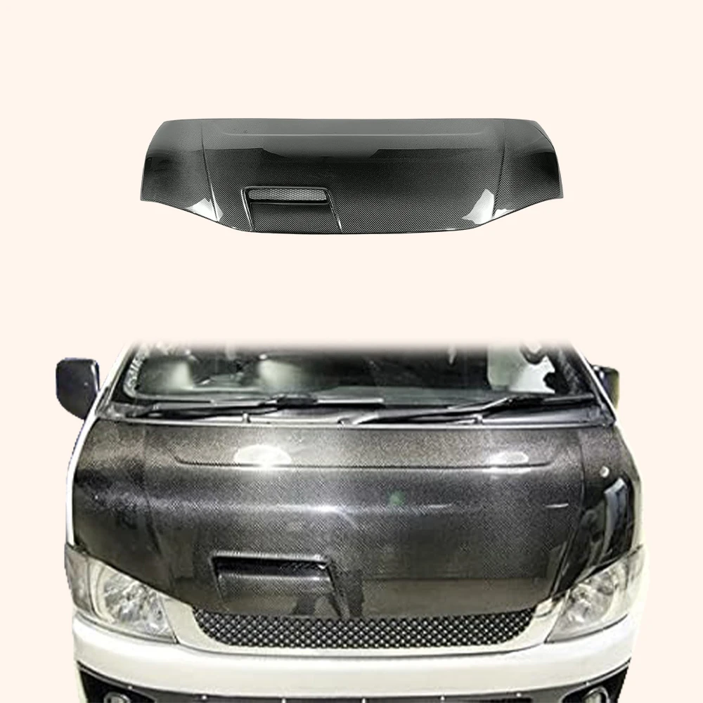 For Toyota Commuter 2010 Hiace H200 KZ Style Carbon Fiber Vented Hood Bonnet