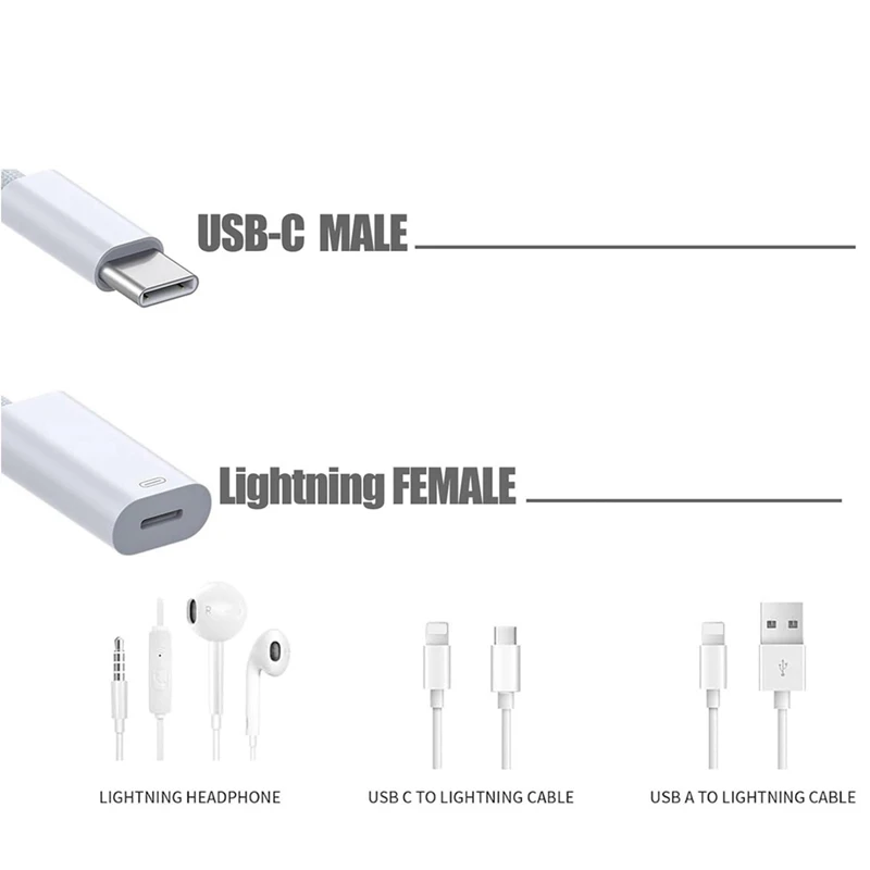 USB C Male To For Apple Interfac Female Cable Converter Support Charging+Headphone+Call+Data Transmission For Iphone 16