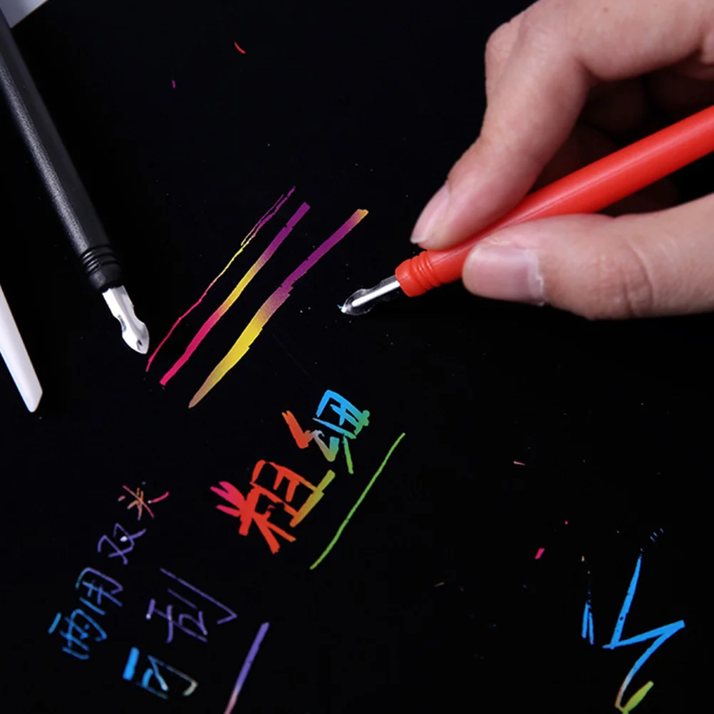 18 قطعة أقلام ورقية للخدش طرف معدني قلم خدش نتوءات ناعمة مجانية رائعة للحفلات لعبة الحدث خلق أقلام كشط الرسم