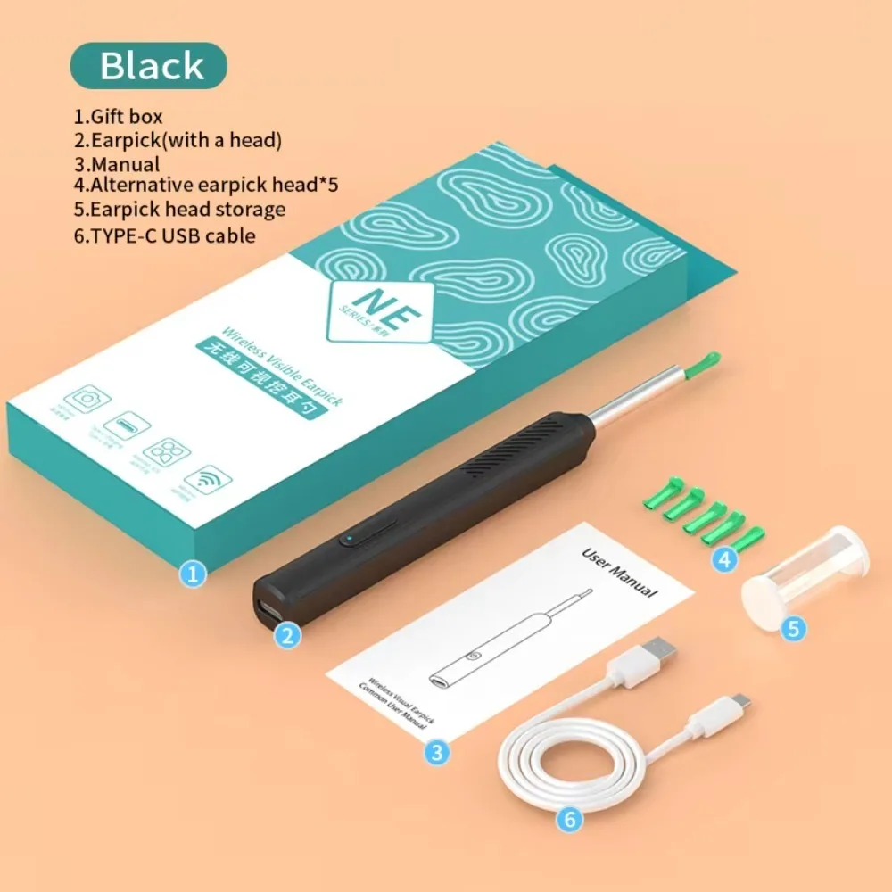 

Portable With Camera Smart Visual Ear Cleaner Ear Sticks Hd Ear Cleaner Kit 6 LED Lights Wireless Wi-fi Ear Wax Removal Tool