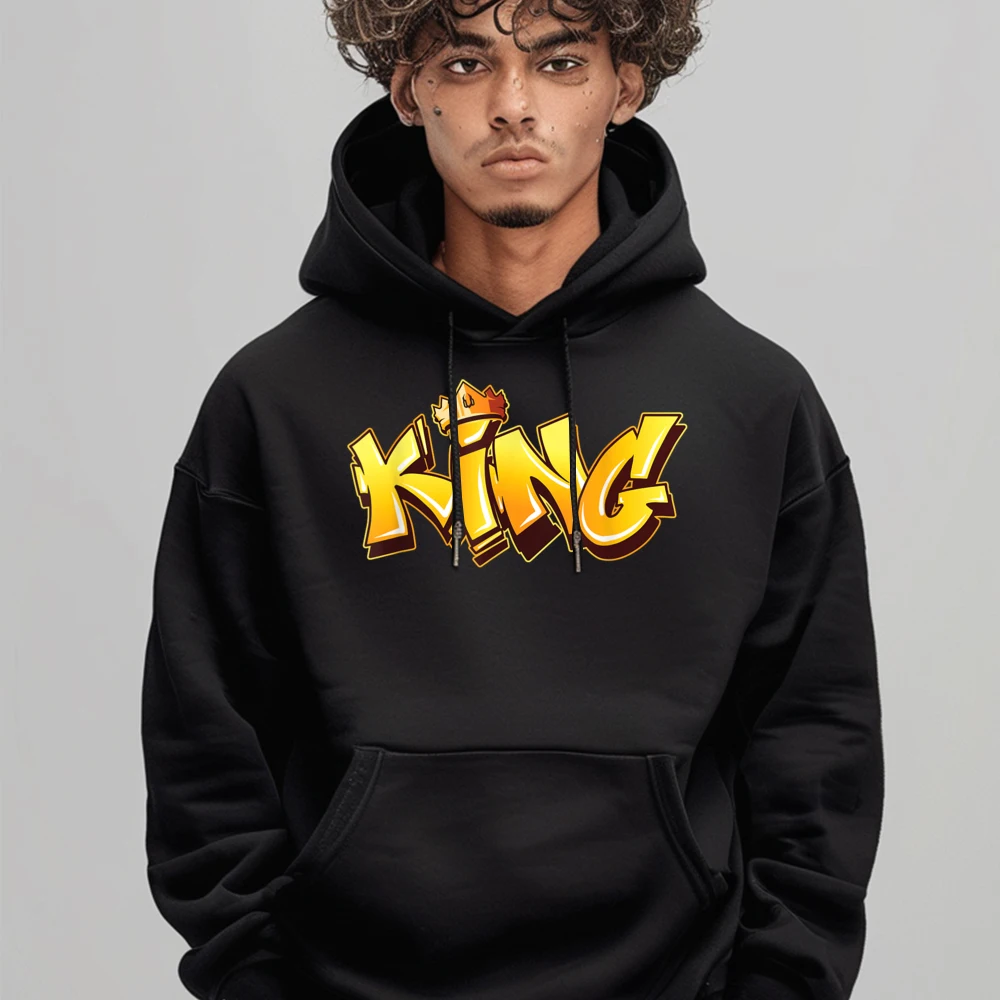 Leisure King Graffiti Art Street Art Women's Sweatshrt Graphic NEW YEAR DAY long Sleeve O Neck Hoodies Party Sweatshirts