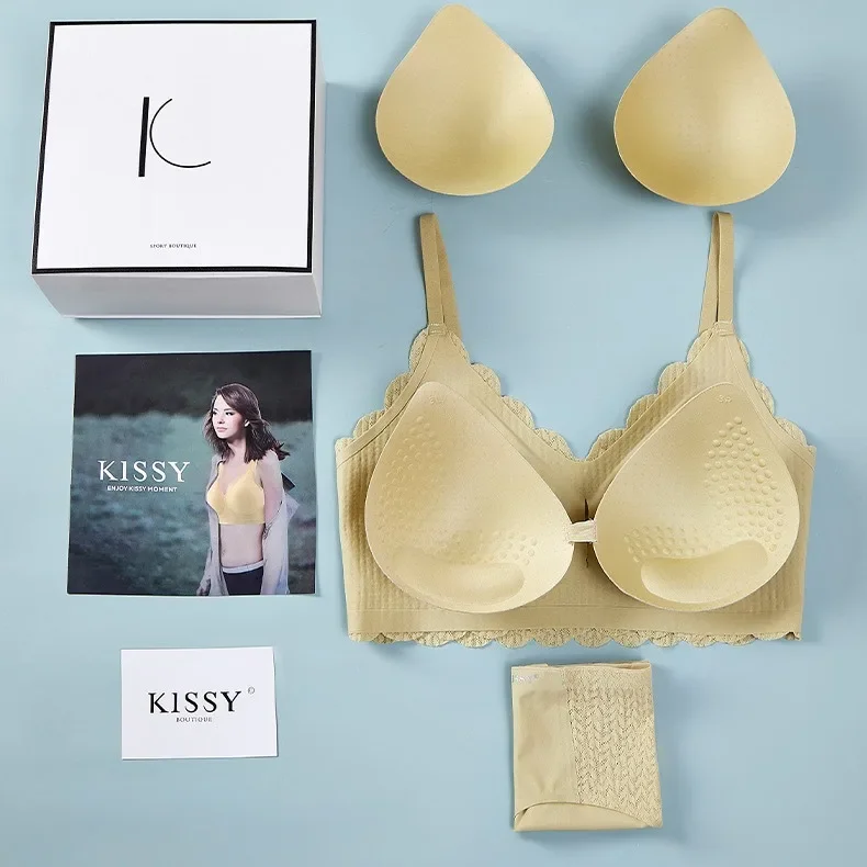 

Kissy wheat ear lace short, sexy breasts, beautiful back, nude feeling, seamless gathering bra set for women