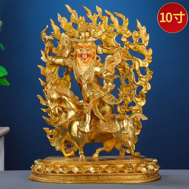 Budismo asiático, buena estatua de latón de Buda dorada dorada, protección efectiva familiar para el hogar, protector tibetano JU SHI JIN GANG Dharma