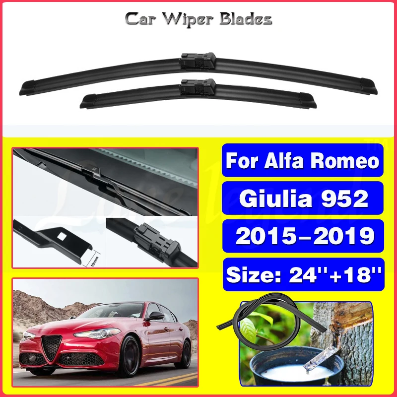 

Автомобильные передние щетки стеклоочистителя для Alfa Romeo Giulia 952, 2015, 2016, 2017, 2018, 2019, аксессуары для лобового стекла зеркального стекла, 24 дюйма + 18 дюймов