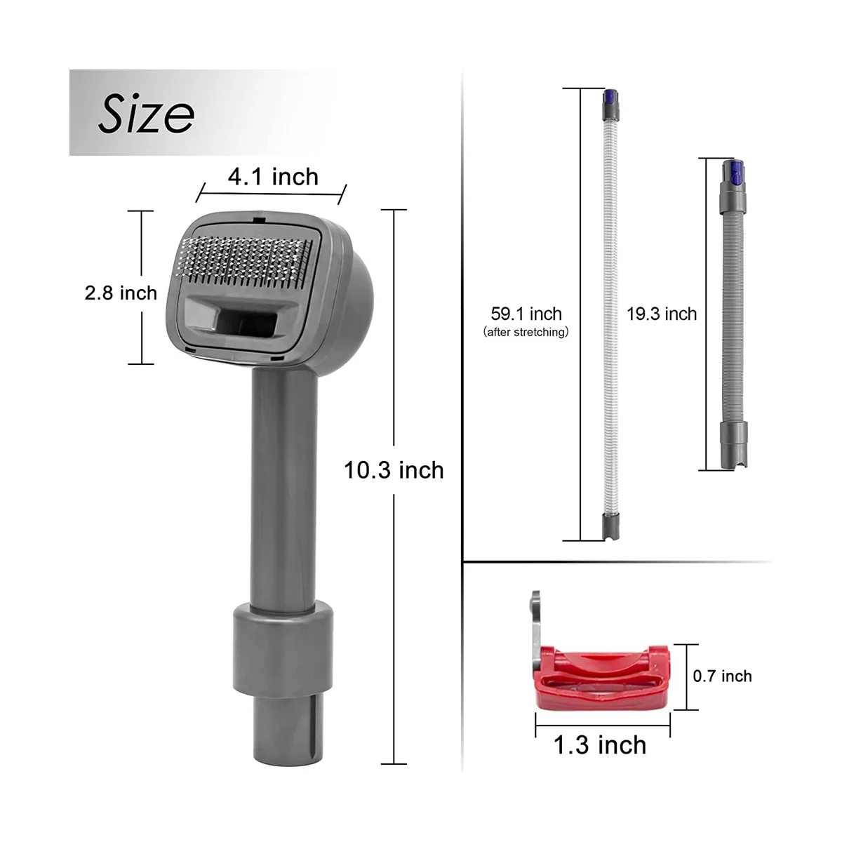 Groom Tool Attachments & Extension Hose for V7 V8 V10 V11 V15 Vacuum Cleaner with Quick-Release Converter Adapter