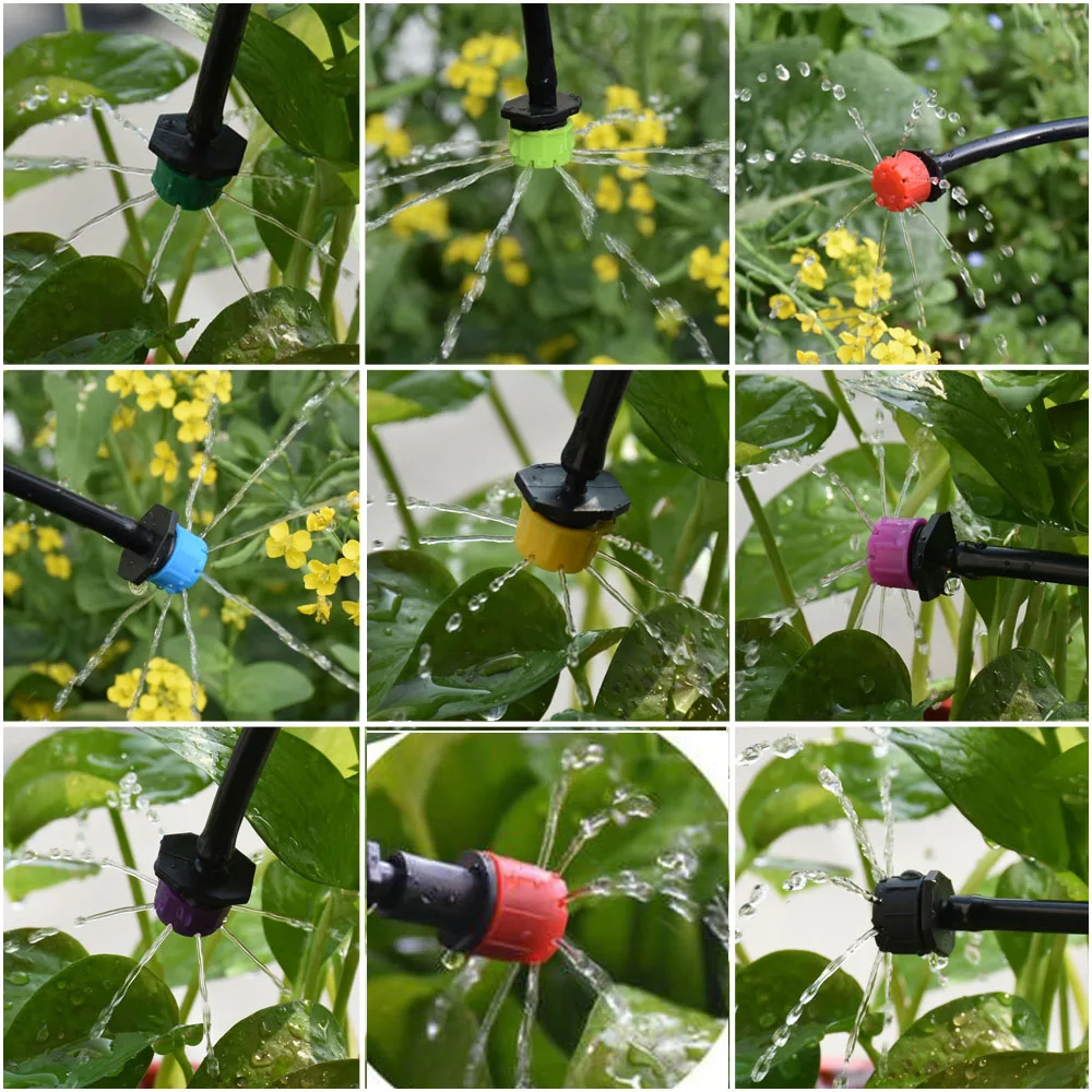 1/4 Inch Nozzle Dripper Watering Sprayer Misting Garden Irrigation System Connector Atomizing Sprinkler With Tee Barb Thread