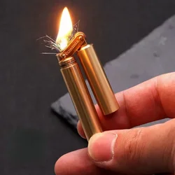 New Brass Kerosene Nunchakus Lighters Windproof Mini Retro Grinding Wheel Ignition Flint Free Fire Men Smoking Toy Gift