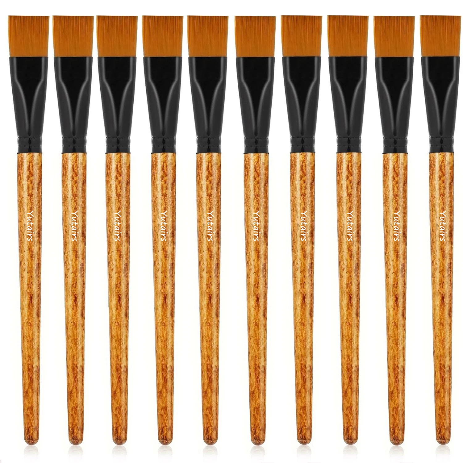 5/10pcs Premium Flat Paint Brush Set - Versatile Synthetic Nylon Brushes for Watercolor, Acrylic, Oil Painting & Body Art