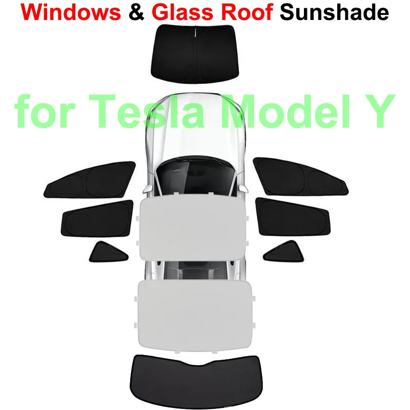 Privacy Full Cover Car Sunshade For Tesla Model Y 2024 Glass Roof Sun Shade Window Sunroof UV Shield Camping Travel Accessories