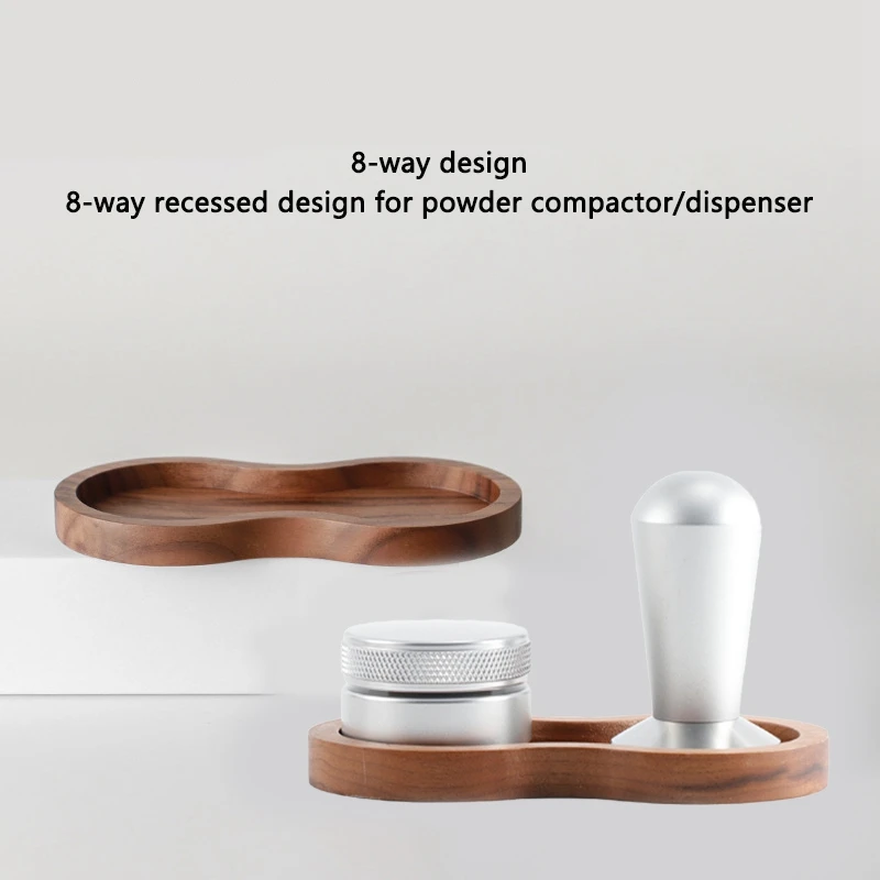 1 Set Of Three 58Mm Aluminum Coffee Tamper Replacement Accessories With Grooved Wooden Pad Non-Slip Coffee Appliance Accessories