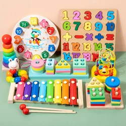 Giocattoli Montessori blocchi di legno puzzle gioco prescolare apprendimento precoce giocattoli di sviluppo educativo per bambini 3-6 anni