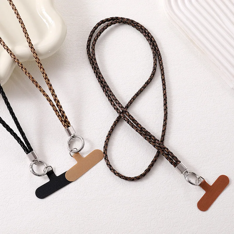 

Новая тканая кожаная веревка в стиле ретро с текстурой дерева, подвеска для мобильного телефона, ретро-сумка, цепочка через плечо, анти-потерянный мобильный ремешок для женщин