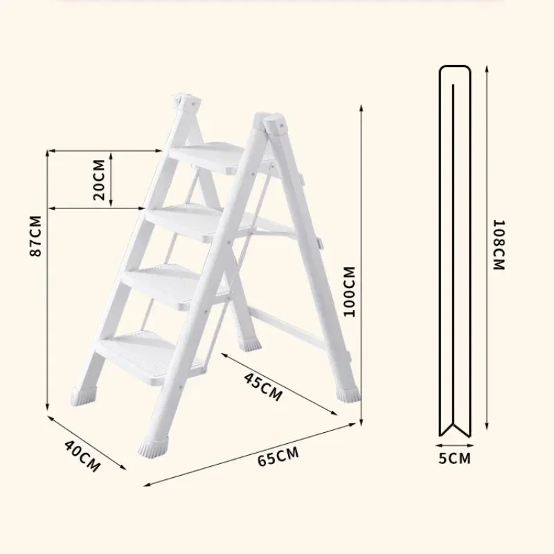 Indoor Thickening Step Stools Foldable Compact Kitchen Attic Roof Step Ladders Agility White Escalera Plegable Home Furniture