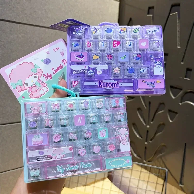 HOT Sanrio 26 Key Decompression Keyboard Toy Set Keychain, Meileti&Hello Kitty Fingertip Press Creative Keyboard Pendant