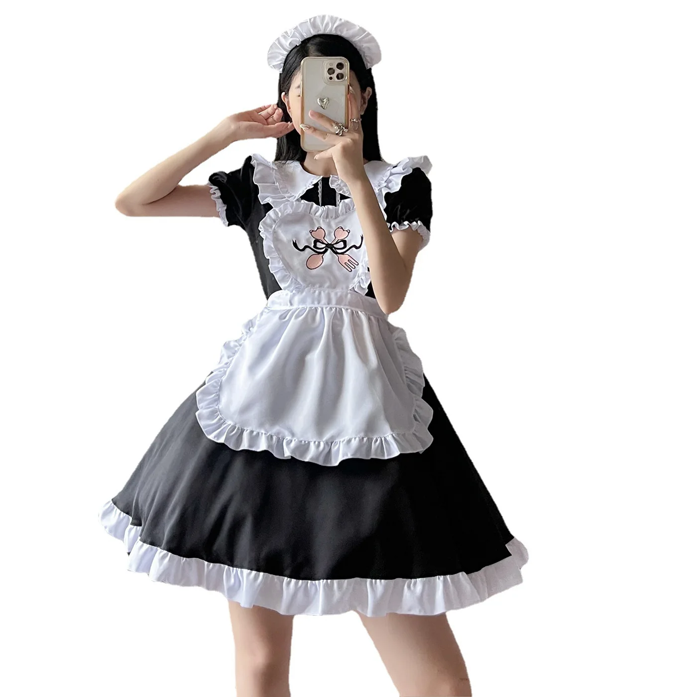 Embroidered Maid Costume Cross-Border Kitchen Girl Servant Outfit Performance Cosplay Maid orm Chinese Ethnic Stage Costume