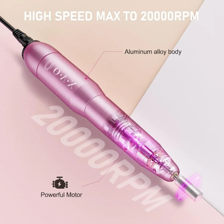 Lima per trapano elettrico portatile per unghie con kit per unghie in acrilico Set per manicure e pedicure professionali 20000 giri/min T ad alta velocità