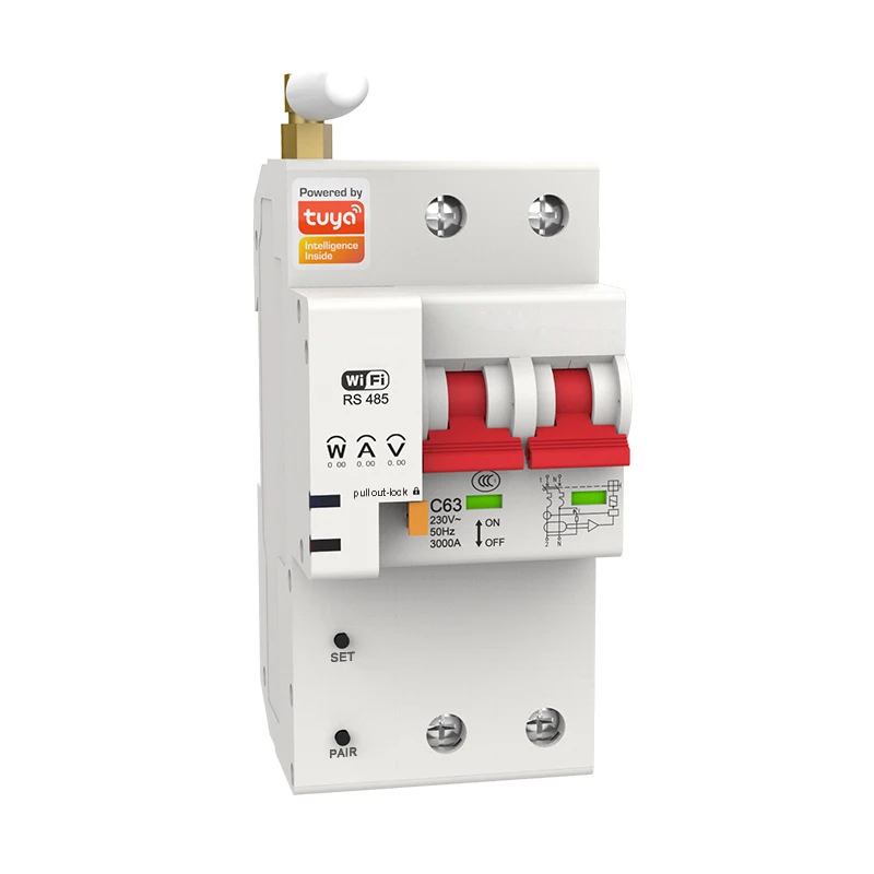 Smart Wifi Circuit Breaker 2P 10A to 100A Tuya Mcb with Energy Metering 6ka Breaking Capacity