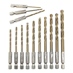 13Pcs Hex Shank Titanium Coated Twist Drill Bit Set 1.5-6.5mm for Electric Drill Screwdriver Drilling Reaming Tool