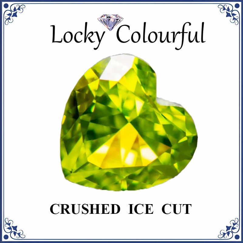 

Cubic Zirconia Crushed Ice Cut Heart Shape Apple Green Color Charms Bead for Diy Jewelry Making Pendant Materials No Certificate