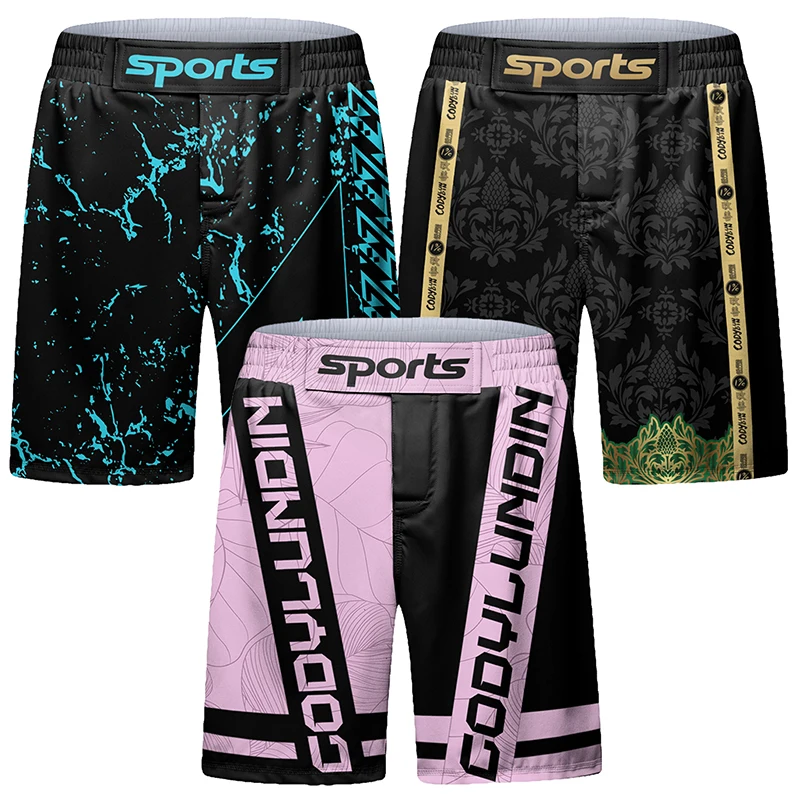 Męskie spodenki do grapplingu MMA z sublimowanym nadrukiem Bjj Jiu Jitsu Rashguard Sztuki walki noszą krótkie spodnie bokserskie Spodenki Muay Thai