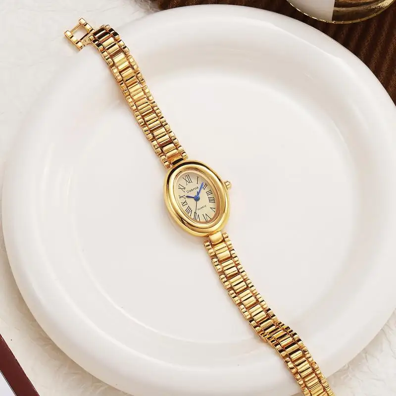 Ladies' Watch Steel Belt High Beauty Oval Bathtub Simple Quartz Watch Wholesale Bracelet Watch