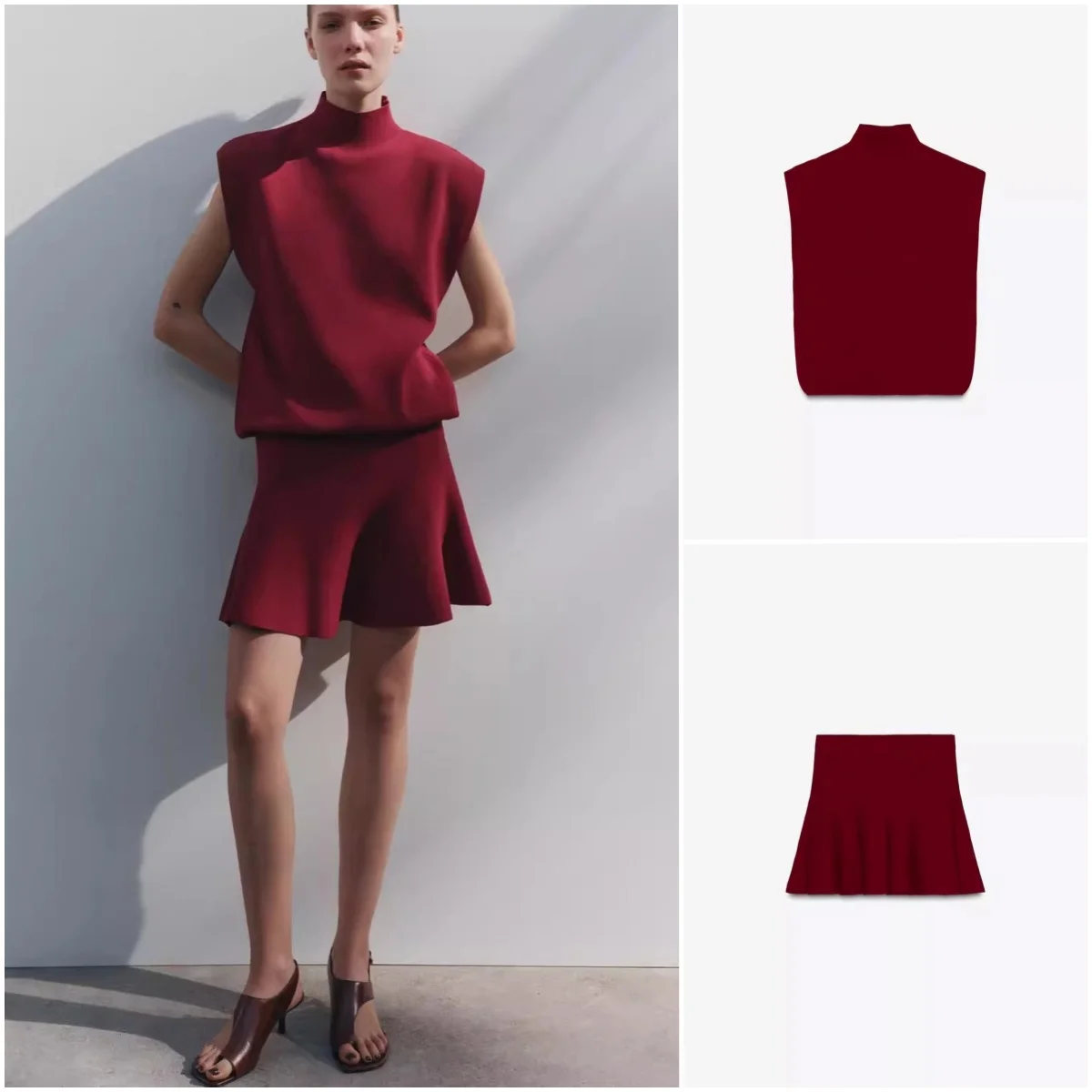 

Ele Simple воротник-стойка ort Sve Топ Юбка-трапеция Dr Chinese Faion Женский комплект Весна 2025 Коллекция