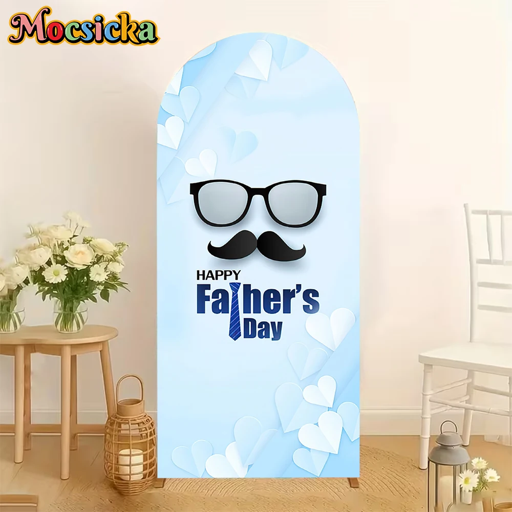 

Mocsicka Double-Sided Arch Backgrounds Happy Father's Day Party Decors Boy Man Photo Arched Cover Backdrop Studio Shooting Props