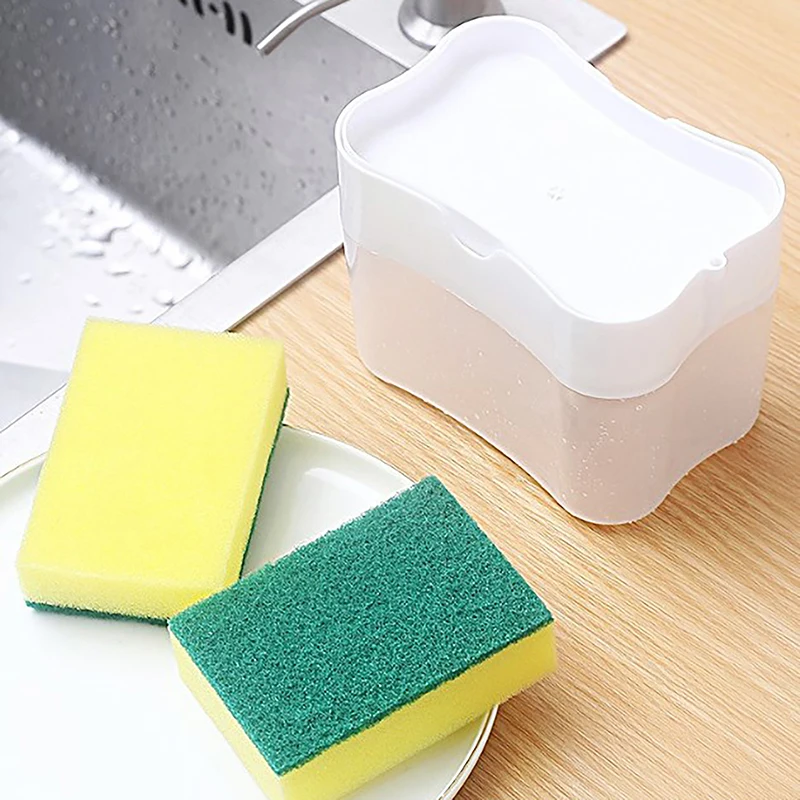 1PC Dish Soap Dispenser For Kitchen,Liquid Soap Dispenser Kitchen SoapDispenser With Sponge Holder,Kitchen Production Foam Tool image 3