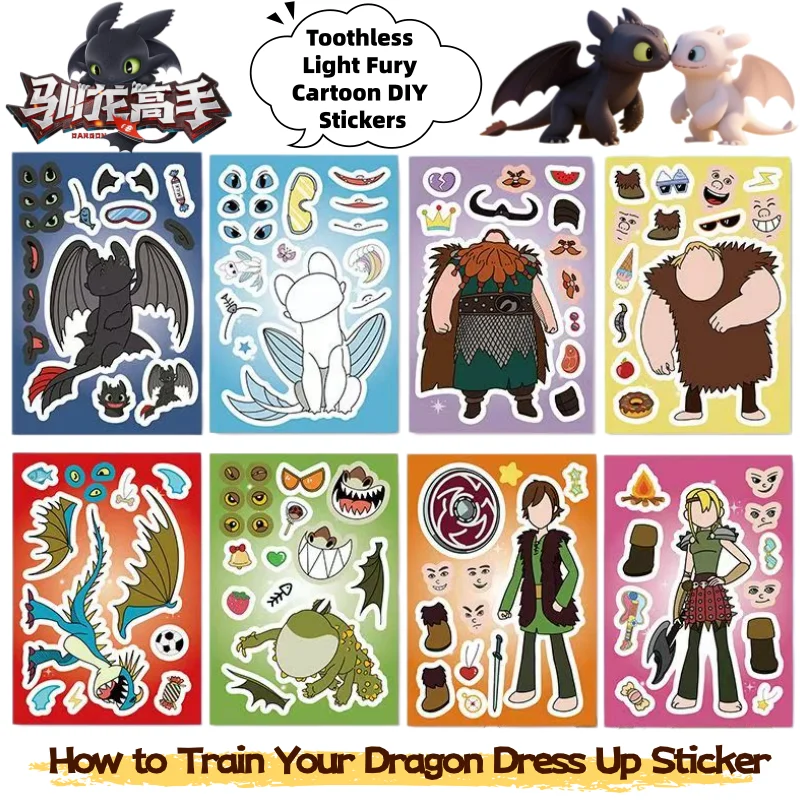 Nuevo Adhesivo Creativo de Personalidad de Dibujos Animados de Cómo Entrenar a tu Dragón Desdentado Furia Ligera, Adhesivo Periférico de Animación para Decoración DIY