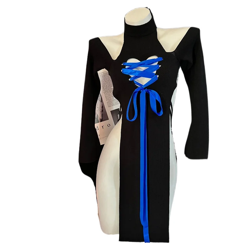 

Cosplay Lingerie - Black Backless Sweater Cheongsam Hollow-Out Design Seductive Otaku Killer Outfit Playful Underwear Dress