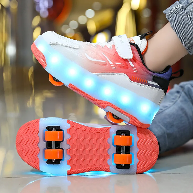 

2-in-1 Detachable Roller Skates Shoes with 4 Wheels Speed Skating Parkour Women's Sneaker with Wheels Children Sneakers Rollers