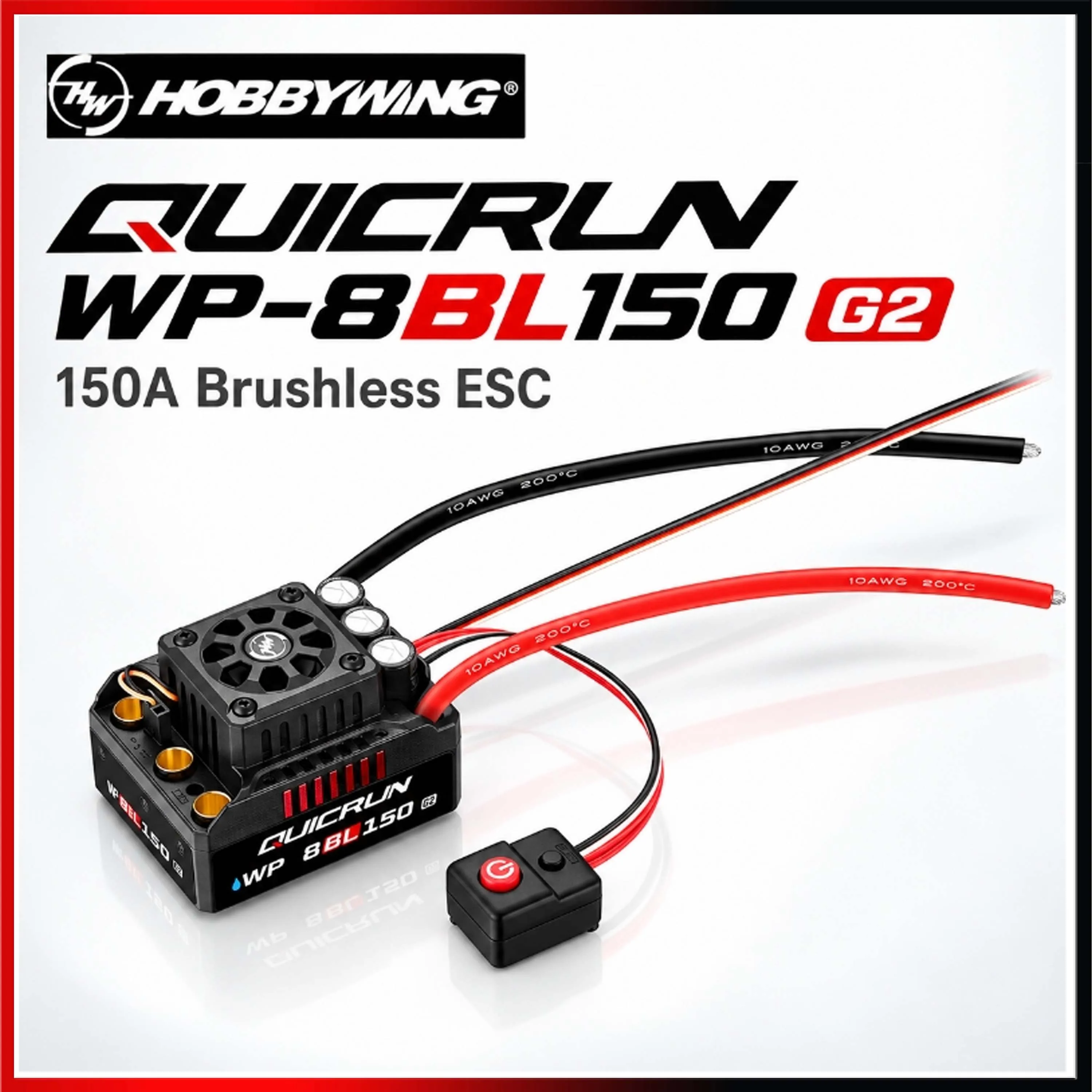 HOBBYWING QuicRun WP 8BL150 150A G2 Brushless ESC Sensorless 3-6S Waterproof Speed Controller for 1/8 1/10 RC Car Crawler Truck