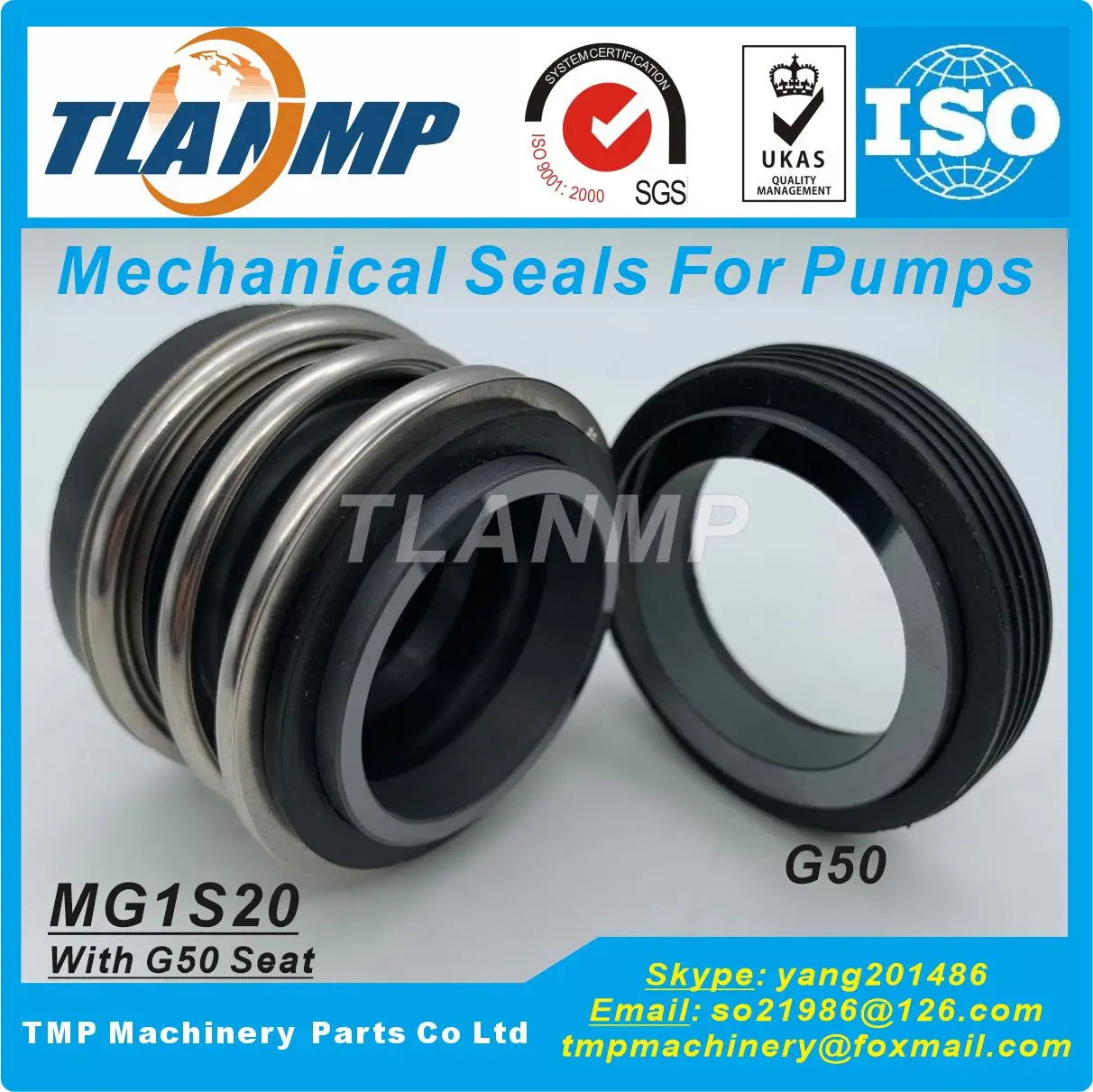 MG1S20-55 , MG1S3-55 , MG1S20/55-G50 / G60 Shaft size 55mm TLANMP Mechanical Seals With G50/G60/G6 seats