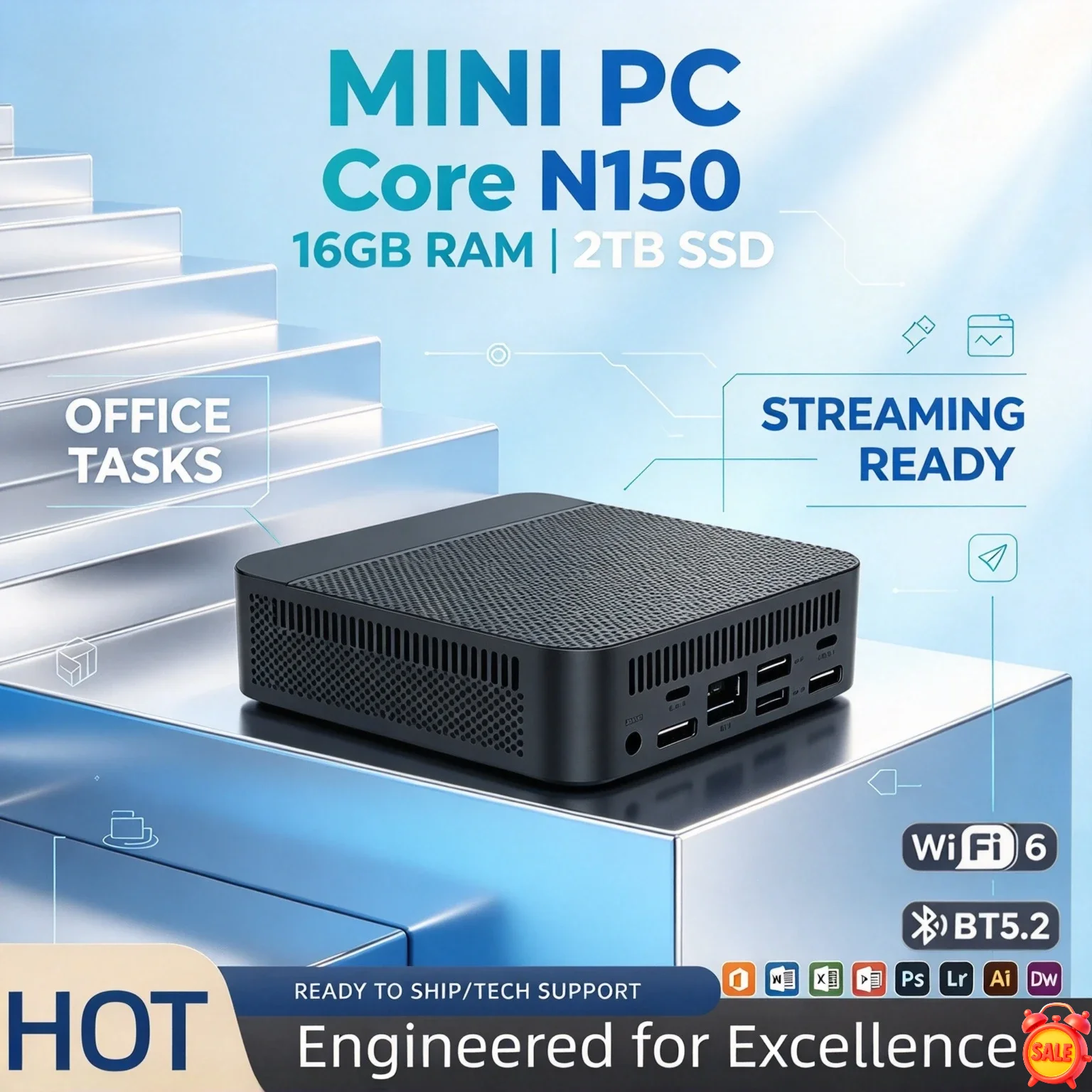 intel-n150-ミニpc、16gbメモリ、m2-nvme-ssd、トリプル4k出力、wi-fi-6、静音冷却、オフィス・家庭用デスクトップpc、プロ仕様、超高速、最大システム。