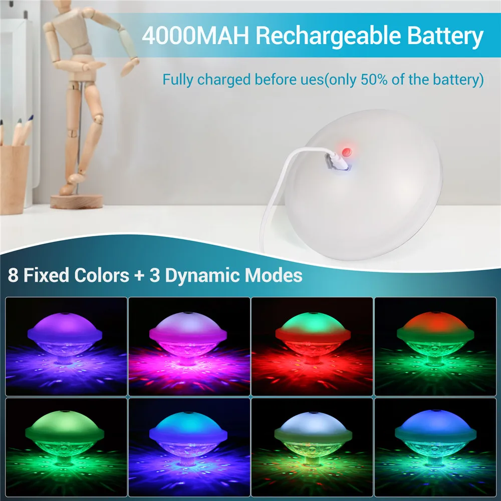 2025 New Creative Rechargeable Swimming Pool Floating Lamp RGB Colorful Nightlight Colorful Swimming Pool Atmosphere Lamp