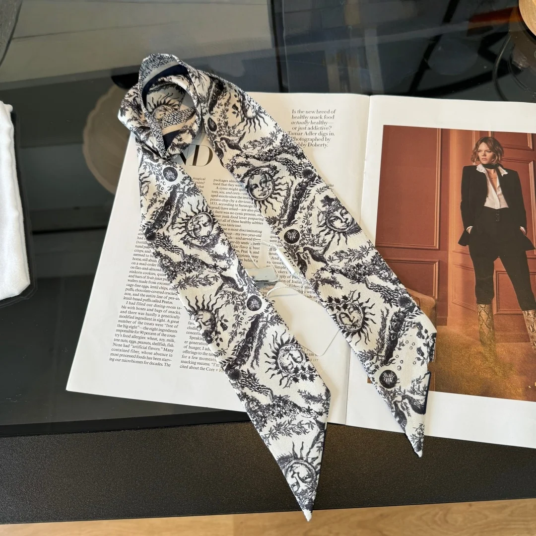 brand-discount-twilly-silk-scarf-women-hairband-blue-and-white-sun-pattern-narrow-silk-ribbon-for-bag-tie-headbands-hair-scarves