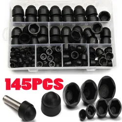 145pcs Hexagon Nuts Bolt Cover Screw Caps Nylon Acorn Nut Dome Hex Cover Protective Hexagon Screws Bolts Kit M4/5/6/8/10/12