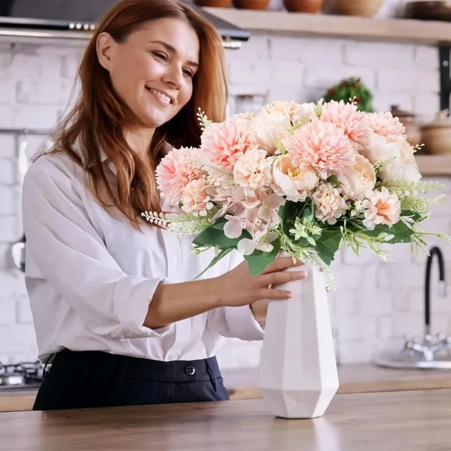 12 عبوة من زهور الفاوانيا الاصطناعية الحريرية لحفلات الزفاف، قطعة مركزية لتزيين الطاولة، ترتيب زهور الفاوانيا الصناعية الواقعية