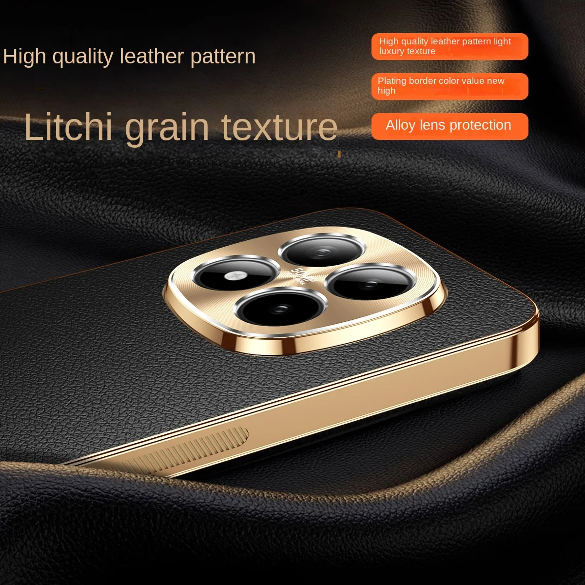 Luxury Vegan Leather Phone Case For Xiaomi Redmi Note 15 Pro+ 15 Pro 5G Lens Protection Alloy Lens Frame Shockproof Back Cover