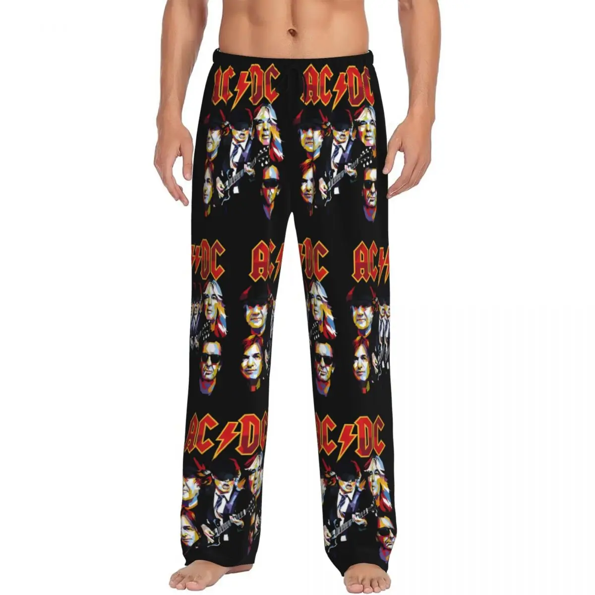 

Мужские пижамные штаны с карманами и принтом рок-группы, на заказ, для сна, AC/DC