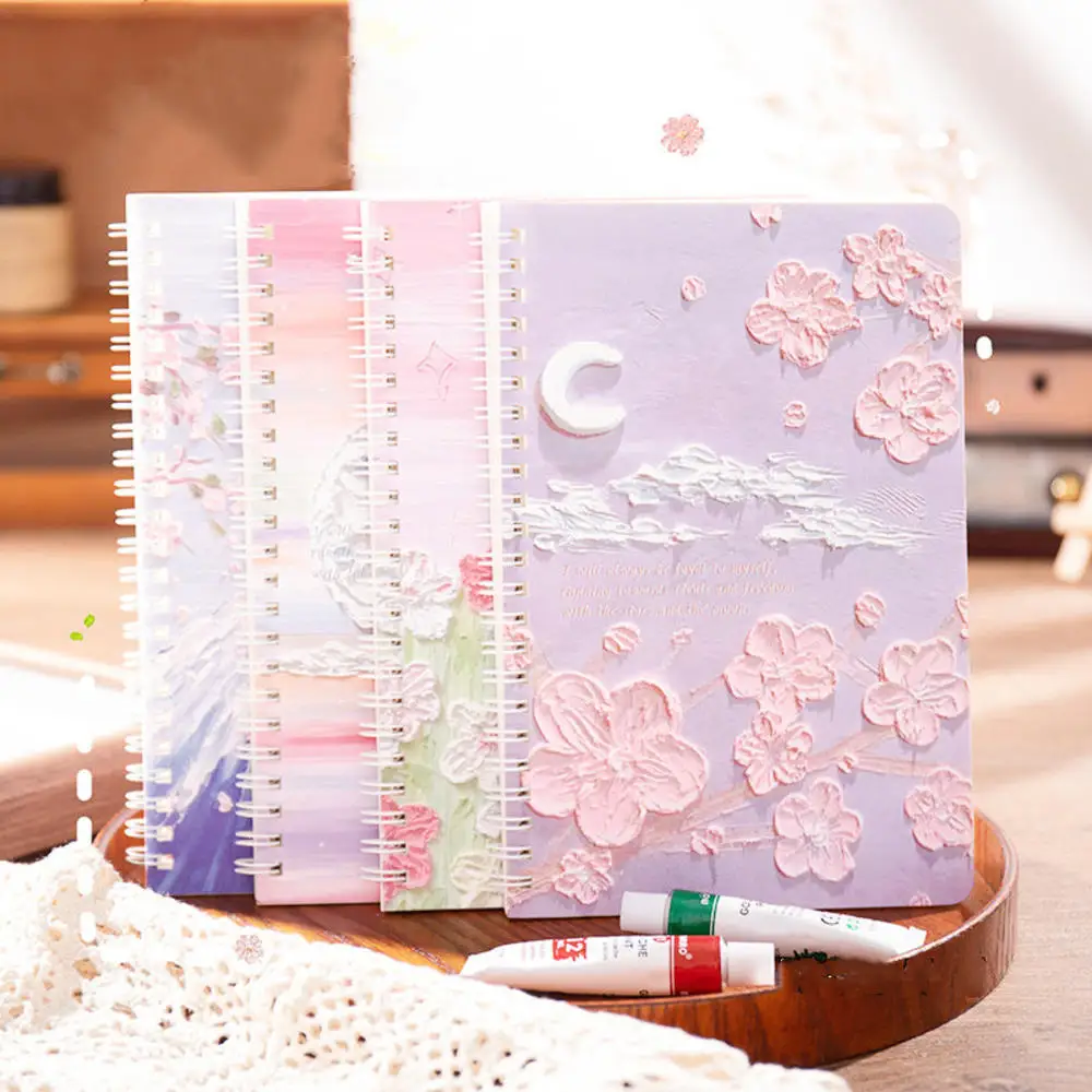 Notebooks Aesthetic Oil Painting Cover Coil Book A5 Sketchbook Journals Diary Notepad Weekly Planner Office School Supplis 1pc