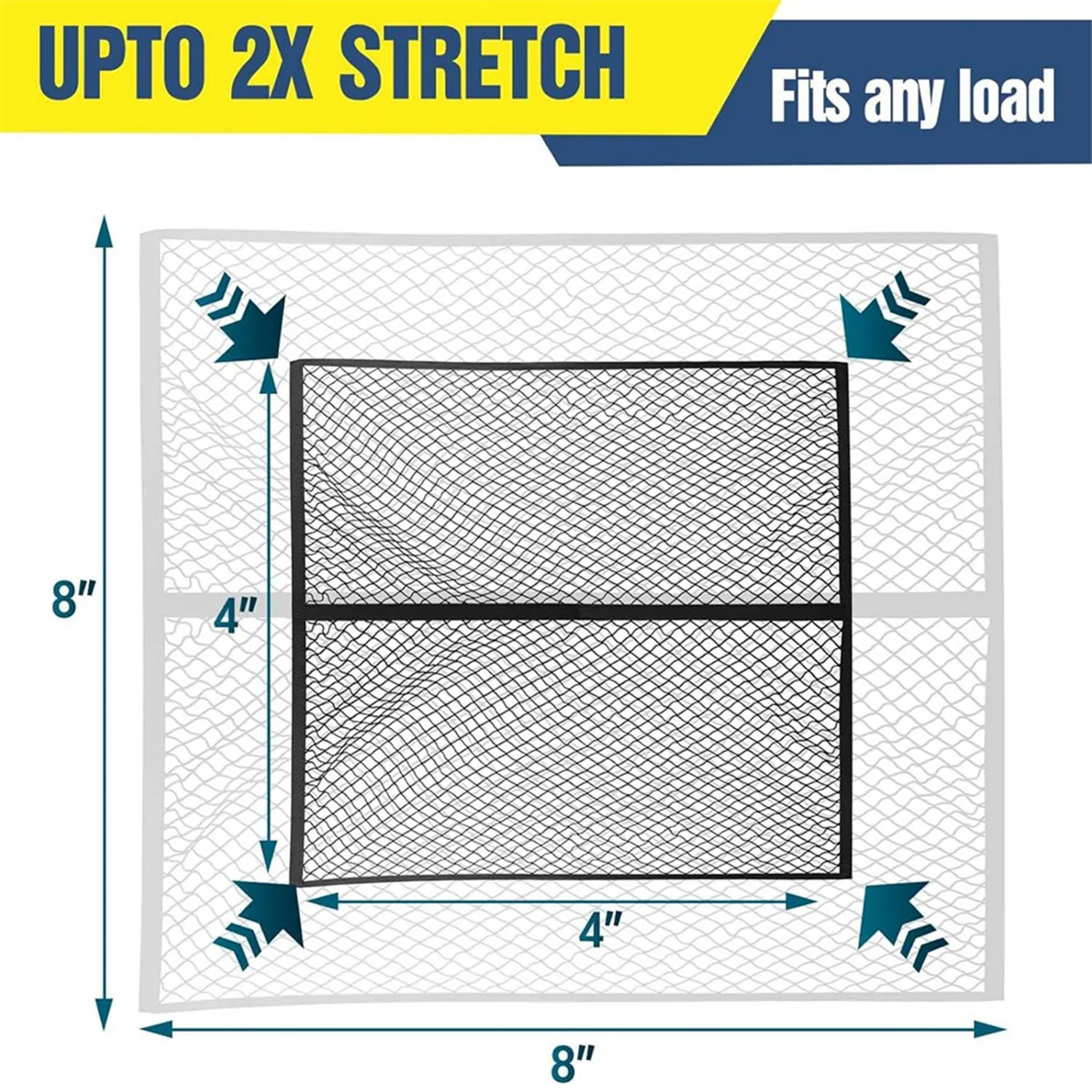 

Highly Elastic Cargo Net for Pickup Truck Bed, Truck Bed Cargo Net Mesh, 4x4ft Stretches to 8x8ft Truck Bed NetJADD