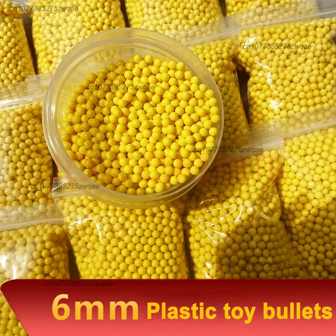10000 قطعة 6 مللي متر حبة صلبة الصلبة الأصفر غير مسامية الاكريليك Diy بها بنفسك حبة مستديرة ملحق البلاستيك مسدس لعبة رصاصة