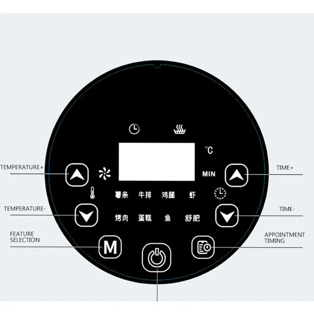 Freidora de aire de 8L para el hogar, horno eléctrico integrado, visualización multifuncional, gran capacidad, sin aceite, freír automáticamente