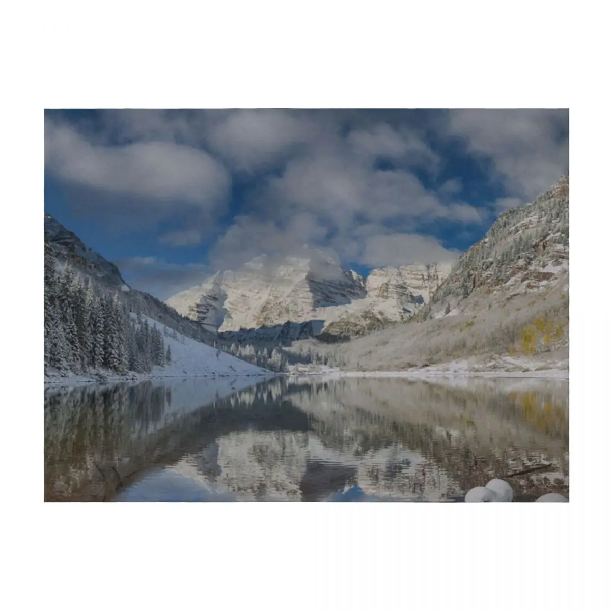 

Snow covered Maroon Bells in Aspen, Colorado. Throw Blanket Beautifuls cosplay anime Vintage Sleeping Bag Blankets