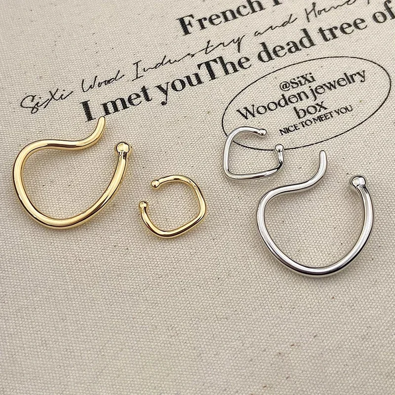 

Real 925 Sterling Silver Minimalist Irregular Geometric Clip Earrings for Women Trendy Fine Jewelry Personality Accessories